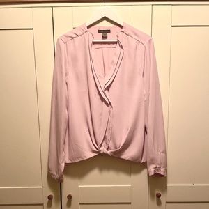 Suzy Shier Pink Long Sleeve V Neck Blouse Size XL